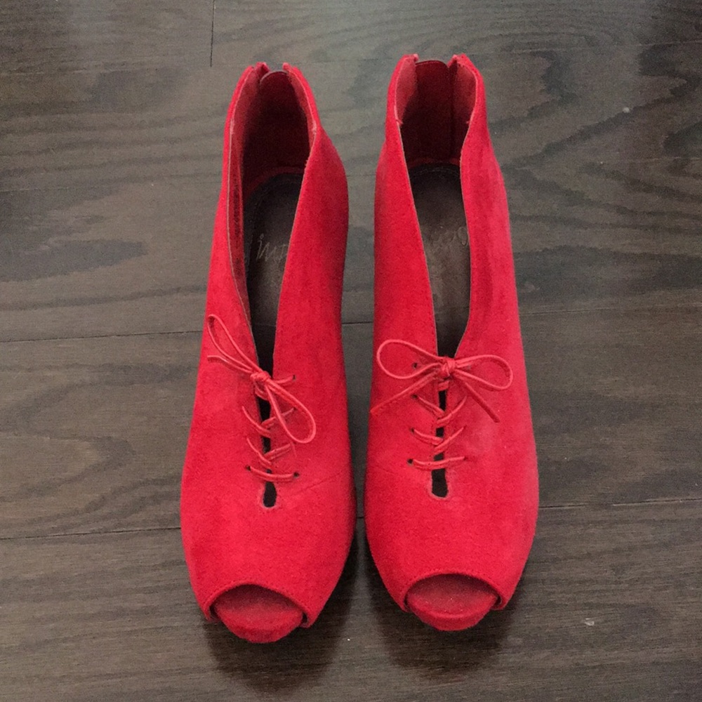 Bold red booties!